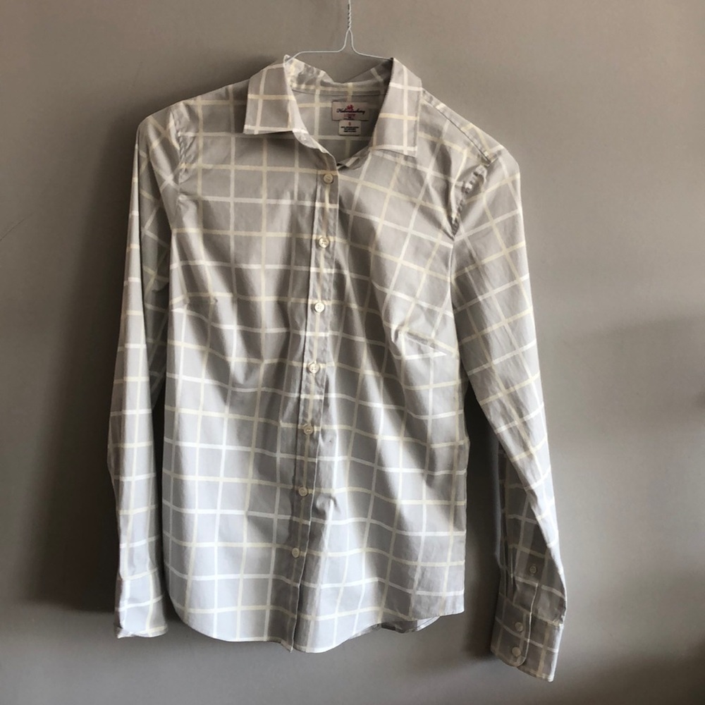 J.Crew Haberdashery Gray Windowpane Button-Down Shirt Size Small